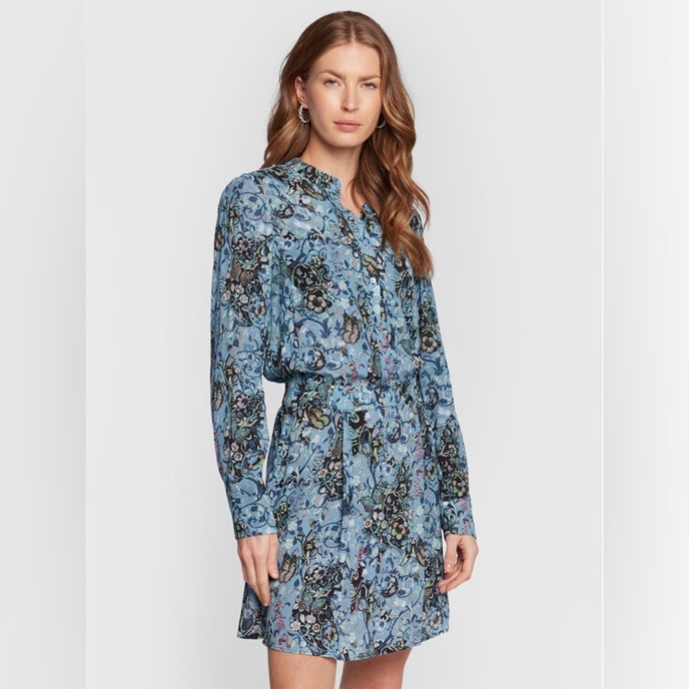 Zadig and Voltaire blue floral Refla bohemian mini dress